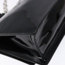 Salvatore Ferragamo Chain Gancini Shoulder Bag Enamel Black Silver Auth 138867-13