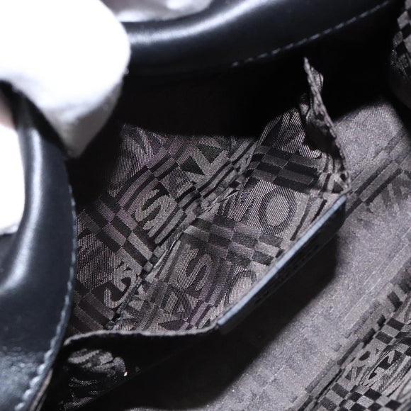 Salvatore Ferragamo Chain Gancini Shoulder Bag Enamel Black Silver Auth 138867