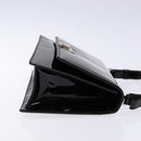 Salvatore Ferragamo Chain Gancini Shoulder Bag Enamel Black Silver Auth 138867-4