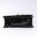 Salvatore Ferragamo Chain Gancini Shoulder Bag Enamel Black Silver Auth 138867-9