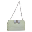 Salvatore Ferragamo Chain Vala Shoulder Bag Enamel Light Blue Silver Auth 138868-1