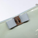 Salvatore Ferragamo Chain Vala Shoulder Bag Enamel Light Blue Silver Auth 138868-17