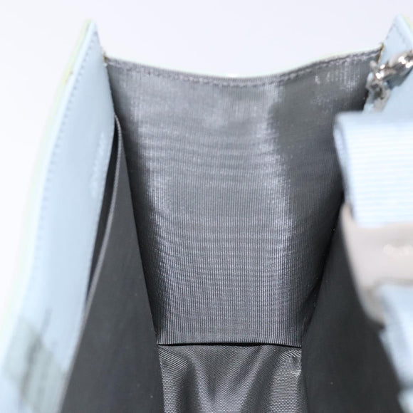 Salvatore Ferragamo Chain Vala Shoulder Bag Enamel Light Blue Silver Auth 138868