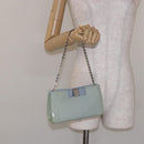 Salvatore Ferragamo Chain Vala Shoulder Bag Enamel Light Blue Silver Auth 138868-22