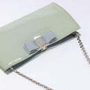 Salvatore Ferragamo Chain Vala Shoulder Bag Enamel Light Blue Silver Auth 138868-6