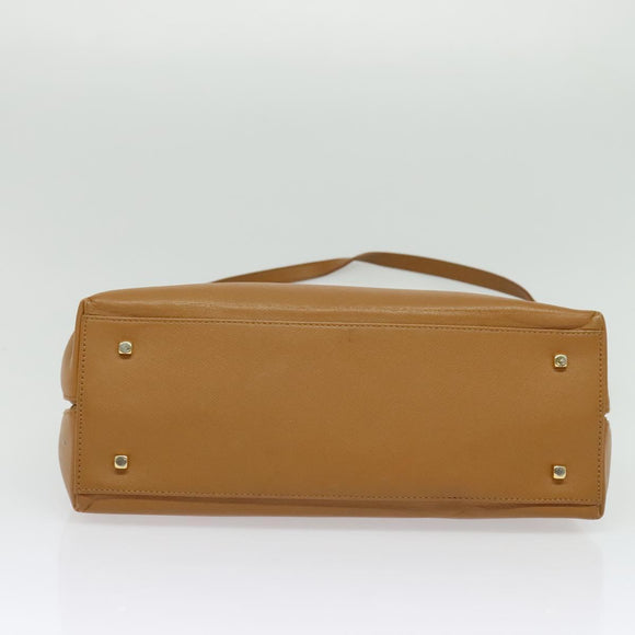 Salvatore Ferragamo Gancini Hand Bag Leather 2way Beige Gold Auth 138870