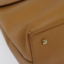 Salvatore Ferragamo Gancini Hand Bag Leather 2way Beige Gold Auth 138870-12