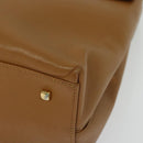 Salvatore Ferragamo Gancini Hand Bag Leather 2way Beige Gold Auth 138870-13