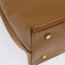 Salvatore Ferragamo Gancini Hand Bag Leather 2way Beige Gold Auth 138870-14