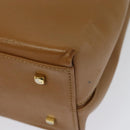 Salvatore Ferragamo Gancini Hand Bag Leather 2way Beige Gold Auth 138870-15