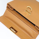Salvatore Ferragamo Gancini Hand Bag Leather 2way Beige Gold Auth 138870-17