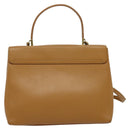 Salvatore Ferragamo Gancini Hand Bag Leather 2way Beige Gold Auth 138870-3