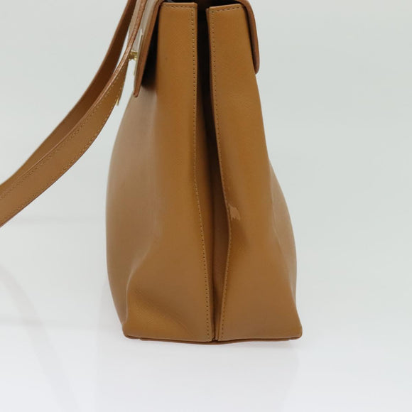Salvatore Ferragamo Gancini Hand Bag Leather 2way Beige Gold Auth 138870