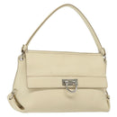Salvatore Ferragamo Gancini Shoulder Bag Leather White Silver Auth 138871-1
