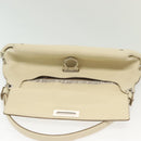 Salvatore Ferragamo Gancini Shoulder Bag Leather White Silver Auth 138871-10