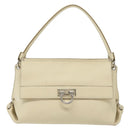 Salvatore Ferragamo Gancini Shoulder Bag Leather White Silver Auth 138871-13