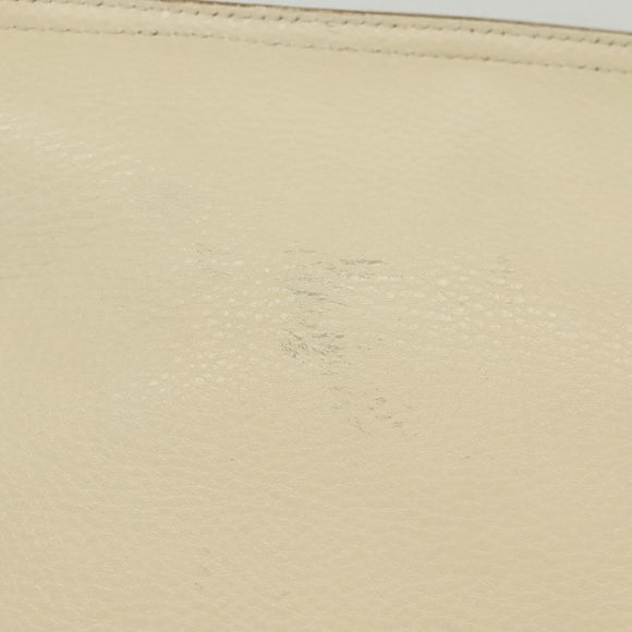 Salvatore Ferragamo Gancini Shoulder Bag Leather White Silver Auth 138871