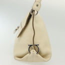Salvatore Ferragamo Gancini Shoulder Bag Leather White Silver Auth 138871-4