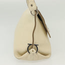 Salvatore Ferragamo Gancini Shoulder Bag Leather White Silver Auth 138871-5
