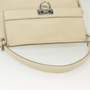 Salvatore Ferragamo Gancini Shoulder Bag Leather White Silver Auth 138871-7