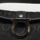 Salvatore Ferragamo Gancini Hand Bag Canvas Black Silver Auth 138872-9