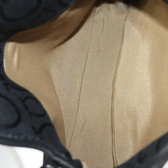 Salvatore Ferragamo Gancini Hand Bag Canvas Black Silver Auth 138872