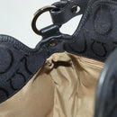 Salvatore Ferragamo Gancini Hand Bag Canvas Black Silver Auth 138872-18