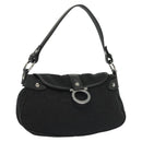 Salvatore Ferragamo Gancini Hand Bag Canvas Black Silver Auth 138872-1