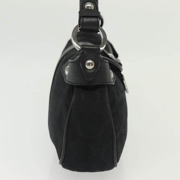 Salvatore Ferragamo Gancini Hand Bag Canvas Black Silver Auth 138872