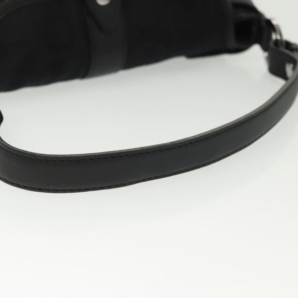 Salvatore Ferragamo Gancini Hand Bag Canvas Black Silver Auth 138872