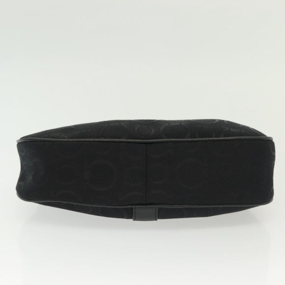 Salvatore Ferragamo Gancini Hand Bag Canvas Black Silver Auth 138872