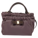 Salvatore Ferragamo Vala Hand Bag Nylon Enamel 2way Purple Silver Auth 138874-2