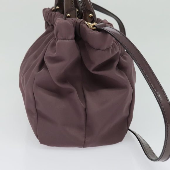 Salvatore Ferragamo Vala Hand Bag Nylon Enamel 2way Purple Silver Auth 138874