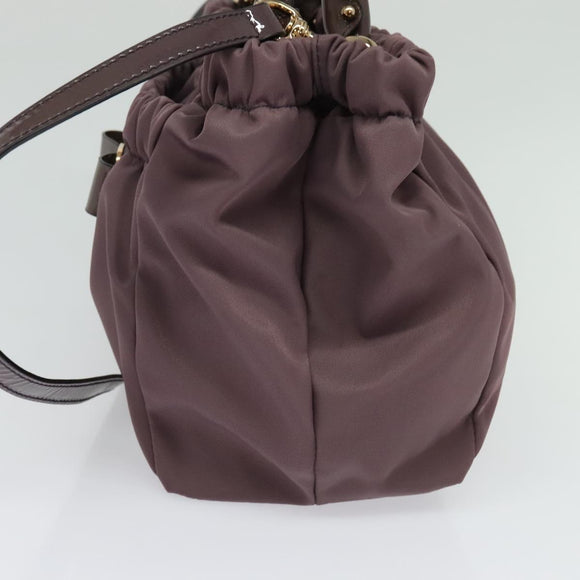 Salvatore Ferragamo Vala Hand Bag Nylon Enamel 2way Purple Silver Auth 138874