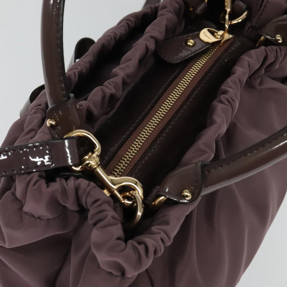 Salvatore Ferragamo Vala Hand Bag Nylon Enamel 2way Purple Silver Auth 138874