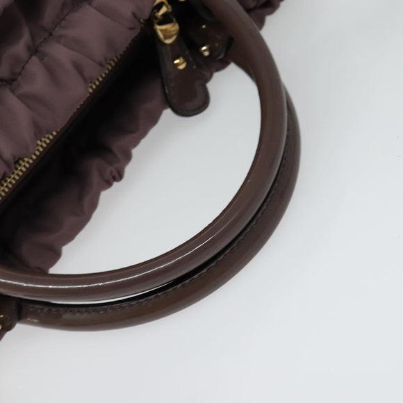 Salvatore Ferragamo Vala Hand Bag Nylon Enamel 2way Purple Silver Auth 138874