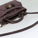 Salvatore Ferragamo Vala Hand Bag Nylon Enamel 2way Purple Silver Auth 138874-9