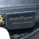 Salvatore Ferragamo Gancini Chain Shoulder Bag Leather Black Gold Auth 138877-12