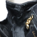 Salvatore Ferragamo Gancini Chain Shoulder Bag Leather Black Gold Auth 138877-18