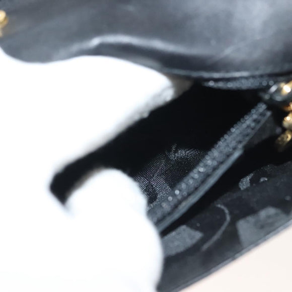 Salvatore Ferragamo Gancini Chain Shoulder Bag Leather Black Gold Auth 138877