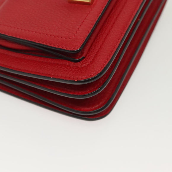 Salvatore Ferragamo Chain Vala Shoulder Bag Leather Red Gold Auth 138878