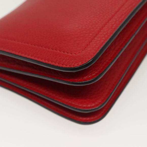 Salvatore Ferragamo Chain Vala Shoulder Bag Leather Red Gold Auth 138878