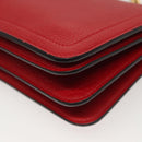 Salvatore Ferragamo Chain Vala Shoulder Bag Leather Red Gold Auth 138878-13