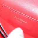 Salvatore Ferragamo Chain Vala Shoulder Bag Leather Red Gold Auth 138878-16