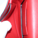 Salvatore Ferragamo Chain Vala Shoulder Bag Leather Red Gold Auth 138878-18