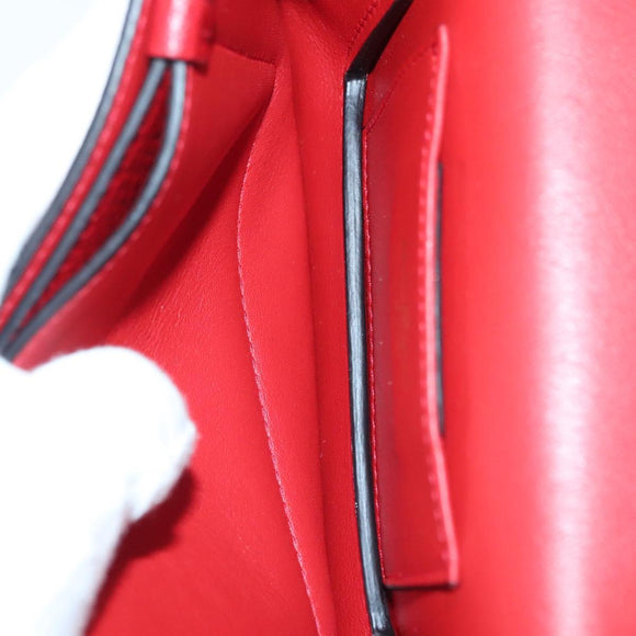 Salvatore Ferragamo Chain Vala Shoulder Bag Leather Red Gold Auth 138878