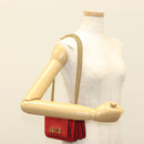 Salvatore Ferragamo Chain Vala Shoulder Bag Leather Red Gold Auth 138878-20