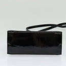 Salvatore Ferragamo Gancini Hand Bag Enamel 2way Black Gold Auth 138879-11