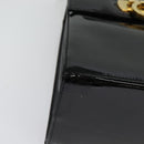 Salvatore Ferragamo Gancini Hand Bag Enamel 2way Black Gold Auth 138879-12