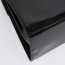 Salvatore Ferragamo Gancini Hand Bag Enamel 2way Black Gold Auth 138879-14